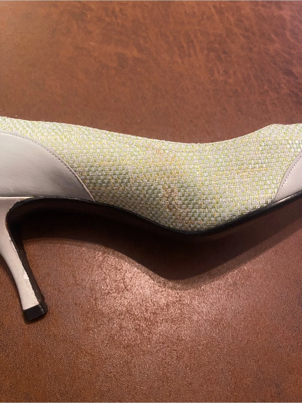 Stuart Weitzman Cream and Light Yellow Pointed Toe Pumps - Picture 6 of 8